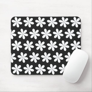 Pearls in Daisies on Black Mouse Pad