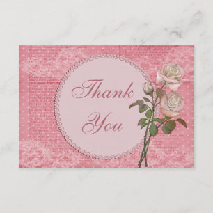 Pearls & Lace Shabby Chic Roses Thank You
