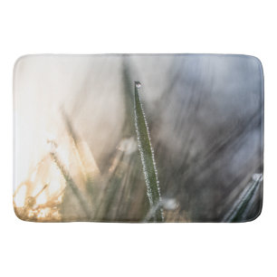 Pearls of Dew on Grass Nature Photo Bath Mat