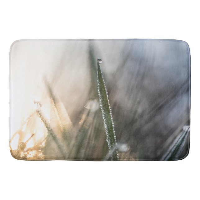 Pearls of Dew on Grass Nature Photo Bath Mat (Front)