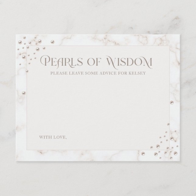 Pearls of Wisdom Bridal Shower Advice Enclosure Card (Front)