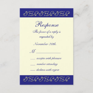 Pearls, Off White and Sapphire Blue RSVP Card
