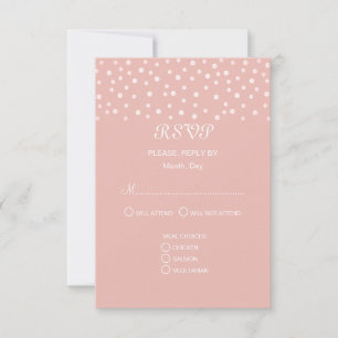 Pearls on Rose Gold Wedding RSVP Card