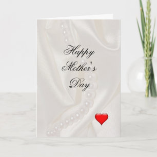 Pearls on Satin with a small heart Mother's Day  Card