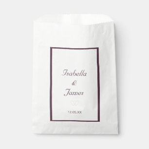 Pearls on white and cassis Wedding Favour Bag
