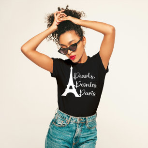 "Pearls, Peonies, Paris" Elegant T-Shirt