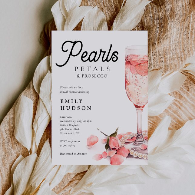 Pearls Petals & Prosecco Bridal Shower Invitation (Creator Uploaded)