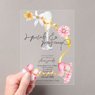 Pearls, Petals + Prosecco   Petals Bridal Shower  Acrylic Invitations