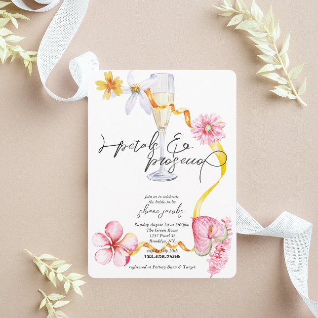 Pearls, Petals + Prosecco | Petals Bridal Shower  Invitation (Creator Uploaded)