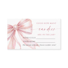 Pearls Pink Bow How Many Candies Shower Game card