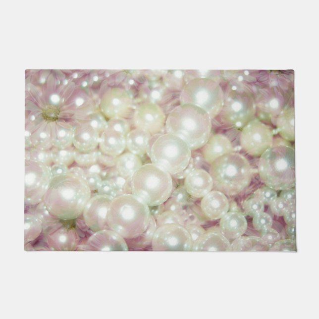 Pearls Pink Daisy Doormat (Front)