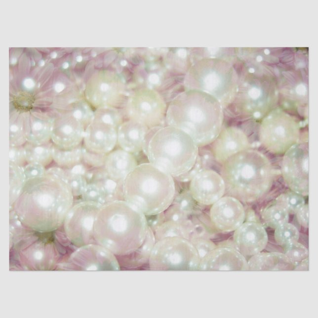 Pearls Pink Daisy Tissue Paper (Front)