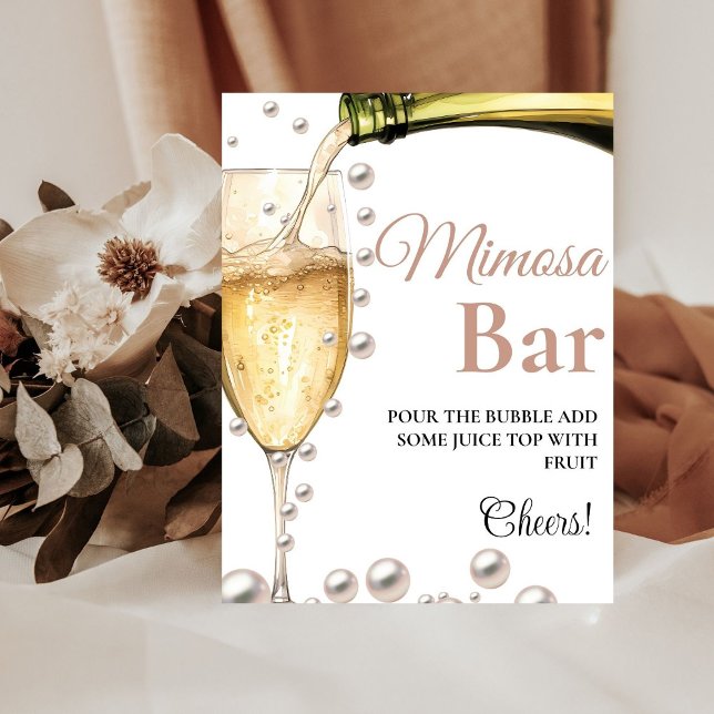 Pearls & Prosecco Bachelorette Mimosa Bar  Sign (Creator Uploaded)