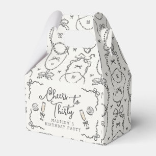 Pearls & Prosecco Black Coquette Bow Birthday Favour Box