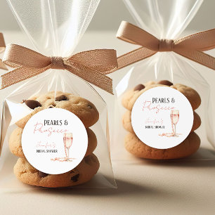 Pearls & Prosecco Blush Pink Bridal Shower Classic Round Sticker