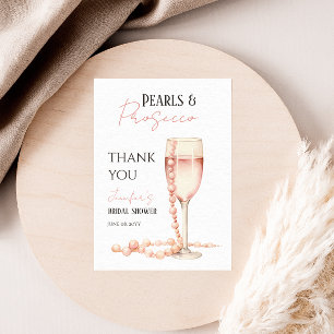 Pearls & Prosecco Blush Pink Bridal Shower Favour Thank You Card