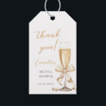 Pearls & Prosecco Bow Bridal Shower Gift Tags<br><div class="desc">Glitter Pearls & Prosecco Bridal Shower Gift Tags</div>