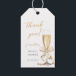 Pearls & Prosecco Bow Bridal Shower Gift Tags<br><div class="desc">Glitter Pearls & Prosecco Bridal Shower Gift Tags</div>