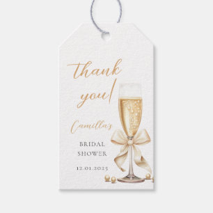 Pearls & Prosecco Bow Bridal Shower Gift Tags