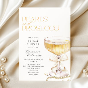 Pearls & Prosecco Bow Bridal Shower Invitation