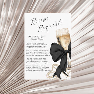 Pearls & Prosecco Bridal Recipe Black Bow Enclosure Card