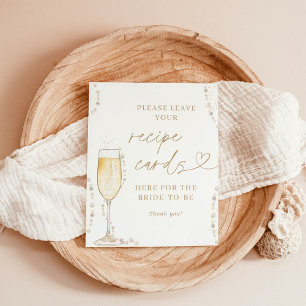 Pearls & Prosecco Bridal Recipe Cards Sign, Recipe Poster