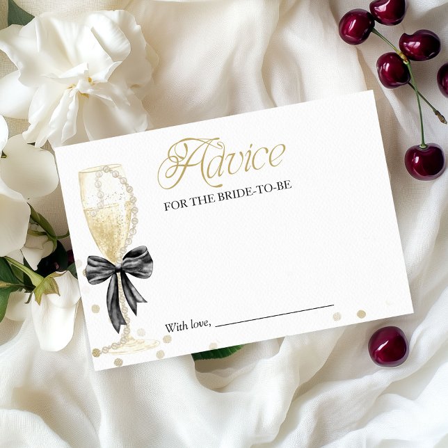 Pearls & Prosecco Bridal Shower Advice Card (Creator Uploaded)