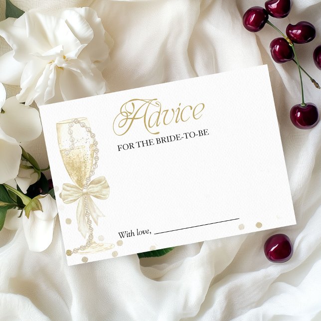 Pearls & Prosecco Bridal Shower Advice Card (Creator Uploaded)
