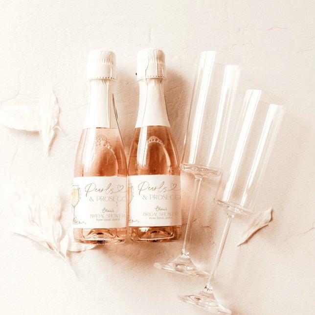 Pearls & Prosecco Bridal Shower, Bridal Brunch Sparkling Wine Label (Creator Uploaded)
