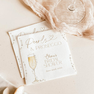 Pearls & Prosecco Bridal Shower, Brunch & Bubbly Napkin