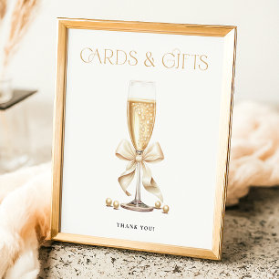 Pearls & Prosecco Bridal Shower Cards Sign