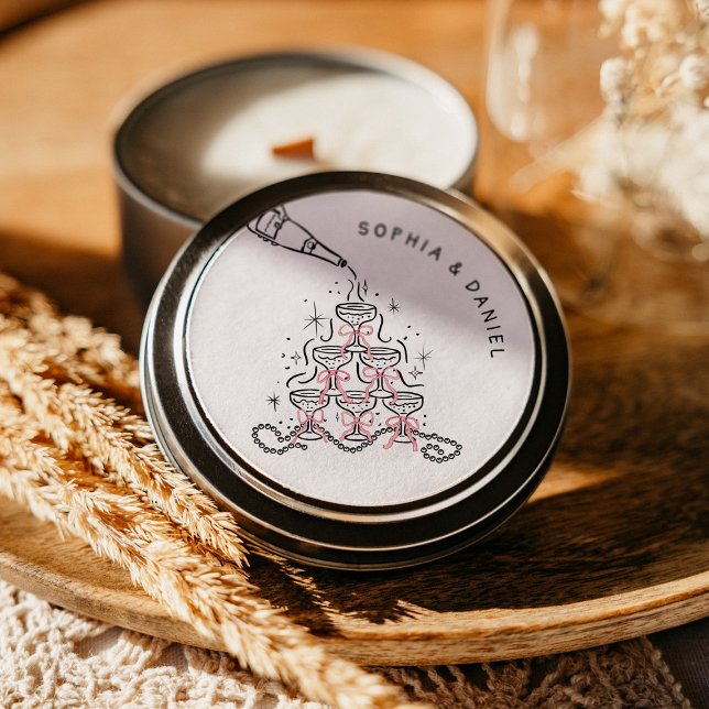 Pearls & Prosecco Bridal Shower Circle Sticker (Creator Uploaded)