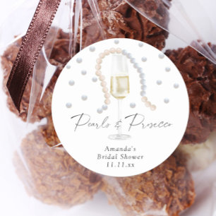 Pearls & Prosecco - bridal shower Classic Round Sticker