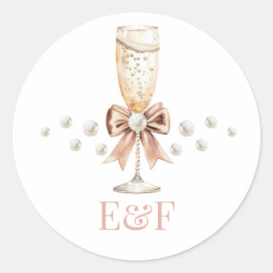 Pearls & Prosecco Bridal Shower Classic Round Sticker
