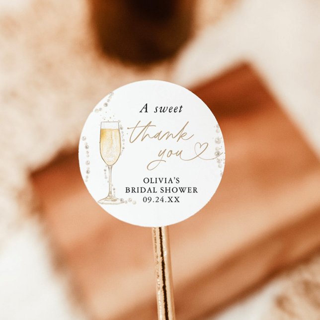Pearls & Prosecco Bridal Shower Favour Sticker (Creator Uploaded)