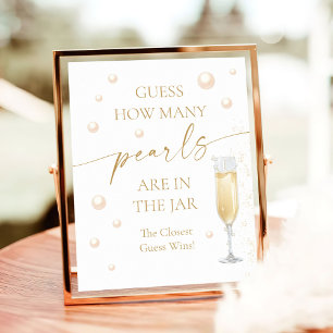 Pearls Prosecco Bridal Shower Guess How Many Game  Poster