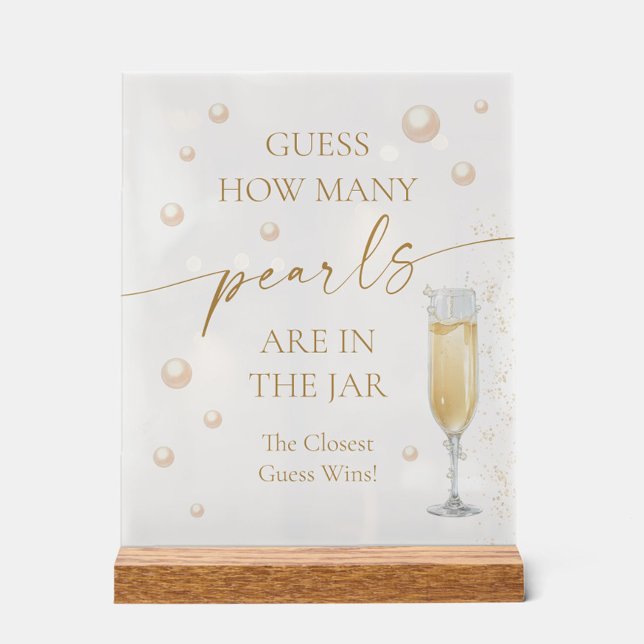 Pearls Prosecco Bridal Shower Guess How Many Pearl Acrylic Sign (Creator Uploaded)