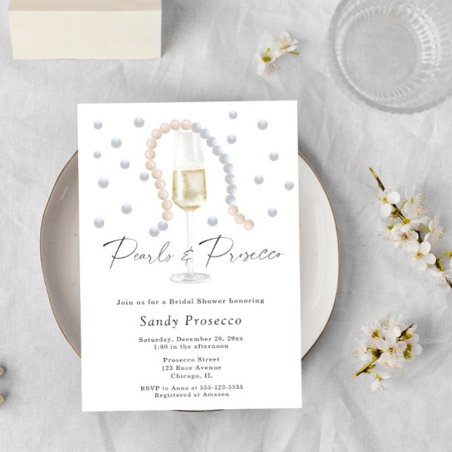 Pearls & Prosecco Bridal Shower Invitation (Creator Uploaded)