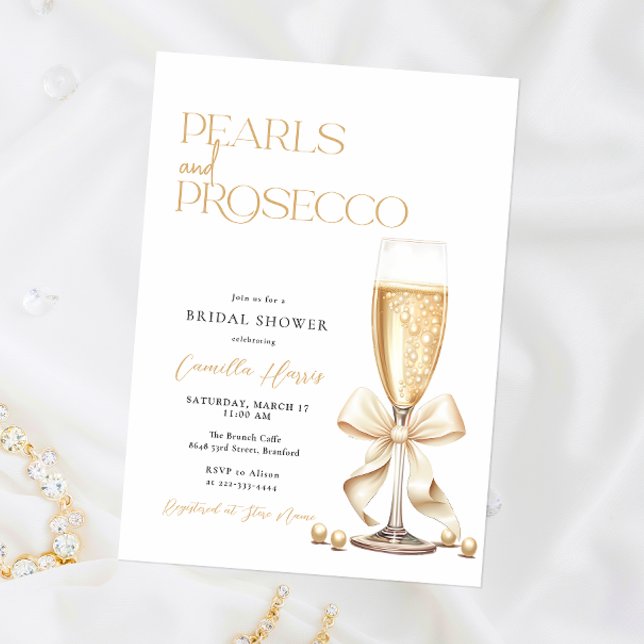 Pearls & Prosecco Bridal Shower Invitation (Creator Uploaded)