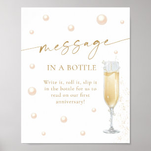 Pearls Prosecco Bridal Shower Message In A Bottle Poster