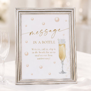 Pearls Prosecco Bridal Shower Message In A Bottle Poster
