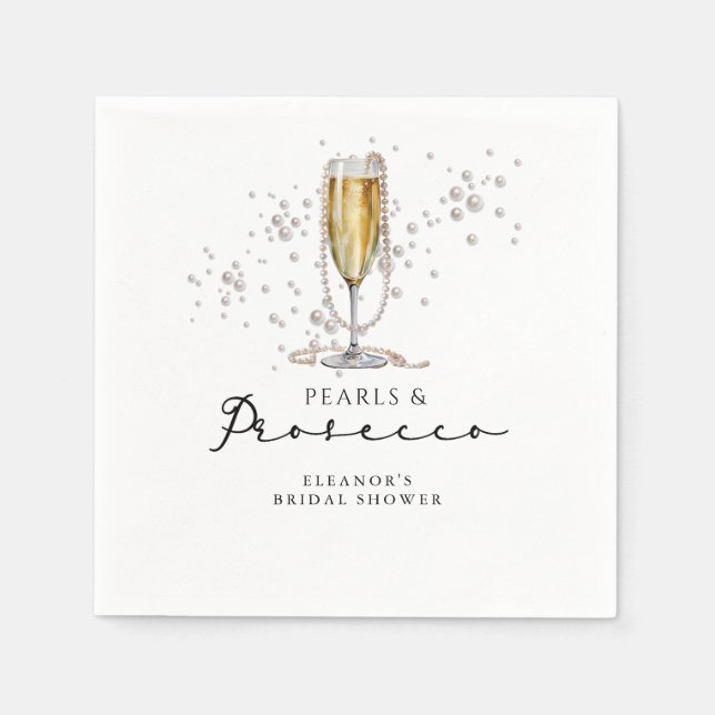 Pearls & Prosecco Bridal Shower Napkin (Front)