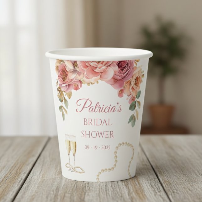 Pearls & Prosecco Bridal Shower Paper cup (Creator Uploaded)