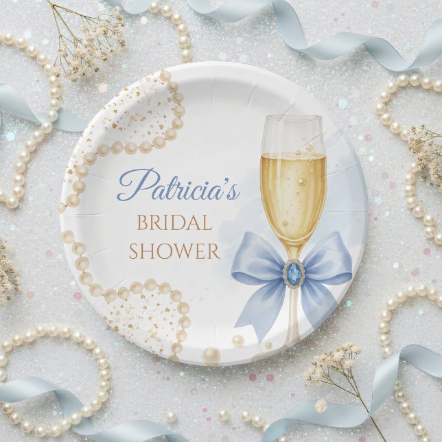 Pearls & Prosecco Bridal Shower Paper Plate (Creator Uploaded)