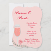 PEARLS & PROSECCO BRIDAL SHOWER PINK INVITATION