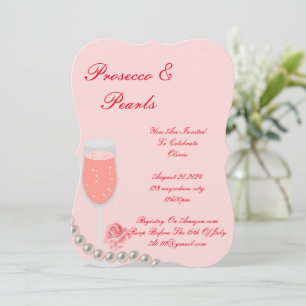 PEARLS & PROSECCO BRIDAL SHOWER PINK INVITATION