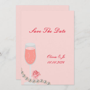 PEARLS & PROSECCO BRIDAL SHOWER PINK SAVE THE DATE