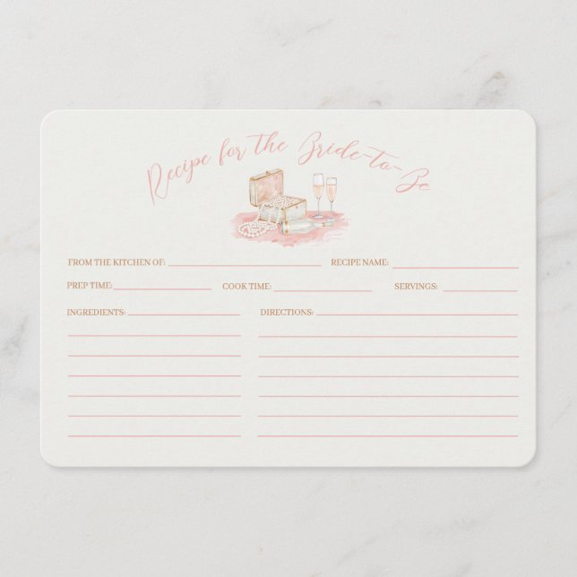 Pearls & Prosecco Bridal Shower Recipe Card (Front)