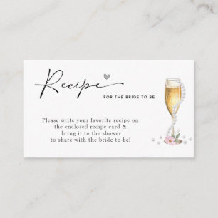 Pearls & Prosecco Bridal Shower Recipe Request Enclosure Card
