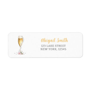 Pearls & Prosecco Bridal Shower Return Address Label